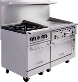 Vulcan 60SC-4B36G Endurance Natural Gas Range 4 Burner w/ Manual Griddle, Standard & Convection Oven 60" - 238,000 BTU