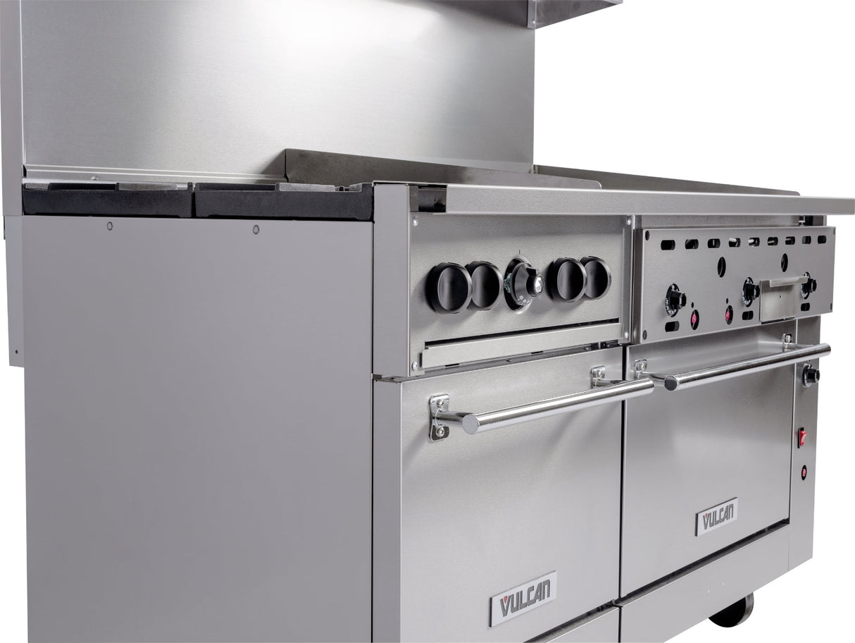 Vulcan 60SC-4B36G Endurance Natural Gas Range 4 Burner w/ Manual Griddle, Standard & Convection Oven 60" - 238,000 BTU