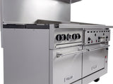 Vulcan 60SC-4B36G Endurance Natural Gas Range 4 Burner w/ Manual Griddle, Standard & Convection Oven 60" - 238,000 BTU
