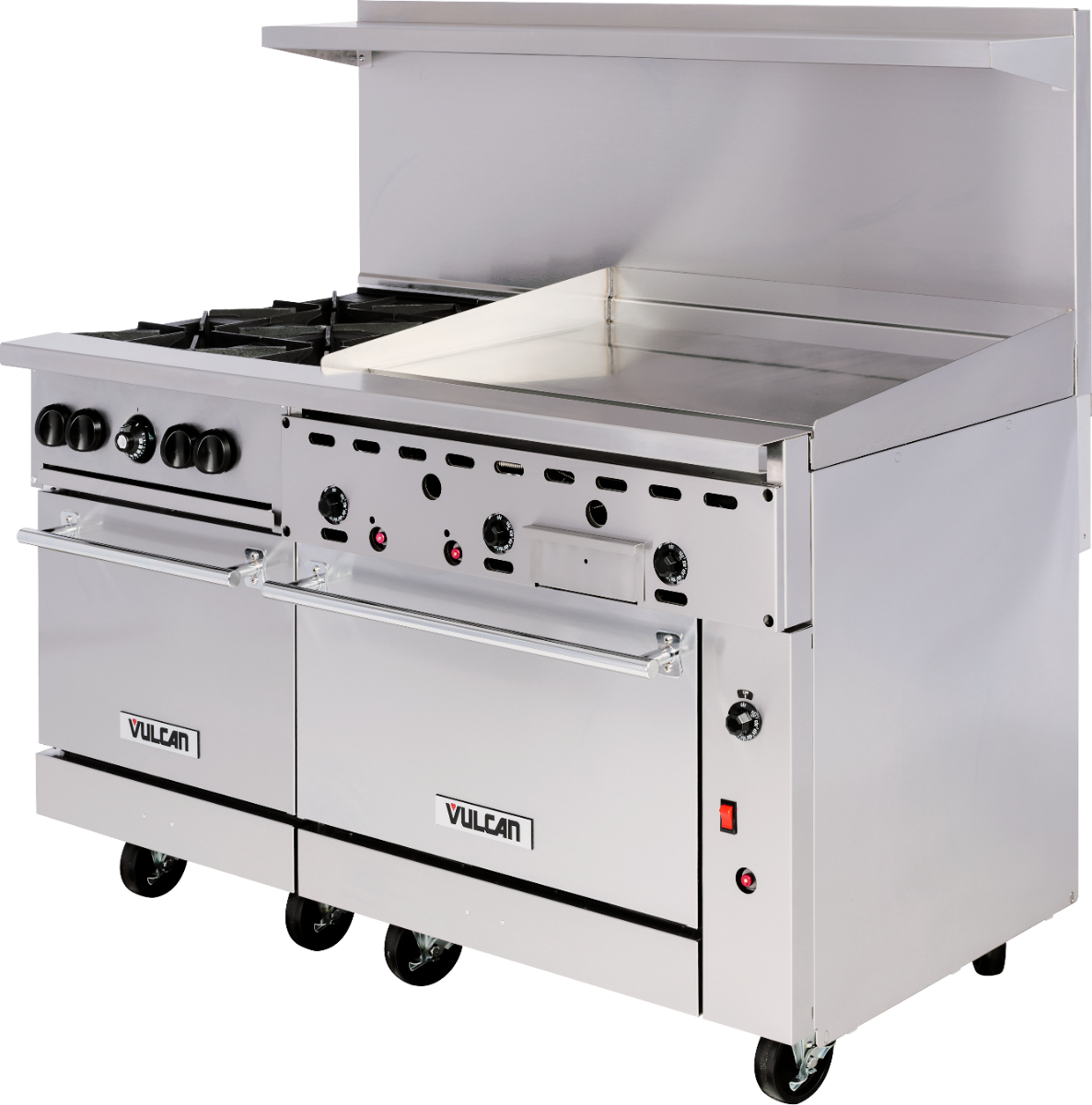 Vulcan 60SC-4B36G Endurance Natural Gas Range 4 Burner w/ Manual Griddle, Standard & Convection Oven 60" - 238,000 BTU