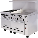 Vulcan 60SC-4B36G Endurance Natural Gas Range 4 Burner w/ Manual Griddle, Standard & Convection Oven 60" - 238,000 BTU