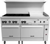 Vulcan 60SS-6B24GT Endurance Natural Gas Range 6 Burners w/ Thermostaic Griddle & 2 Standard Ovens 60" - 278,000 BTU
