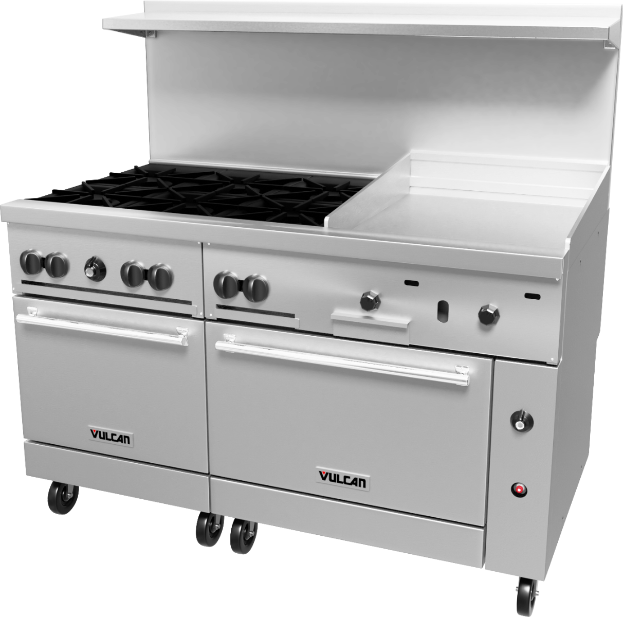 Vulcan 60SS-6B24CBP Endurance LP Range 6 Burners w/ Charbroiler & Two Standard Ovens 60" - 302,000 BTU