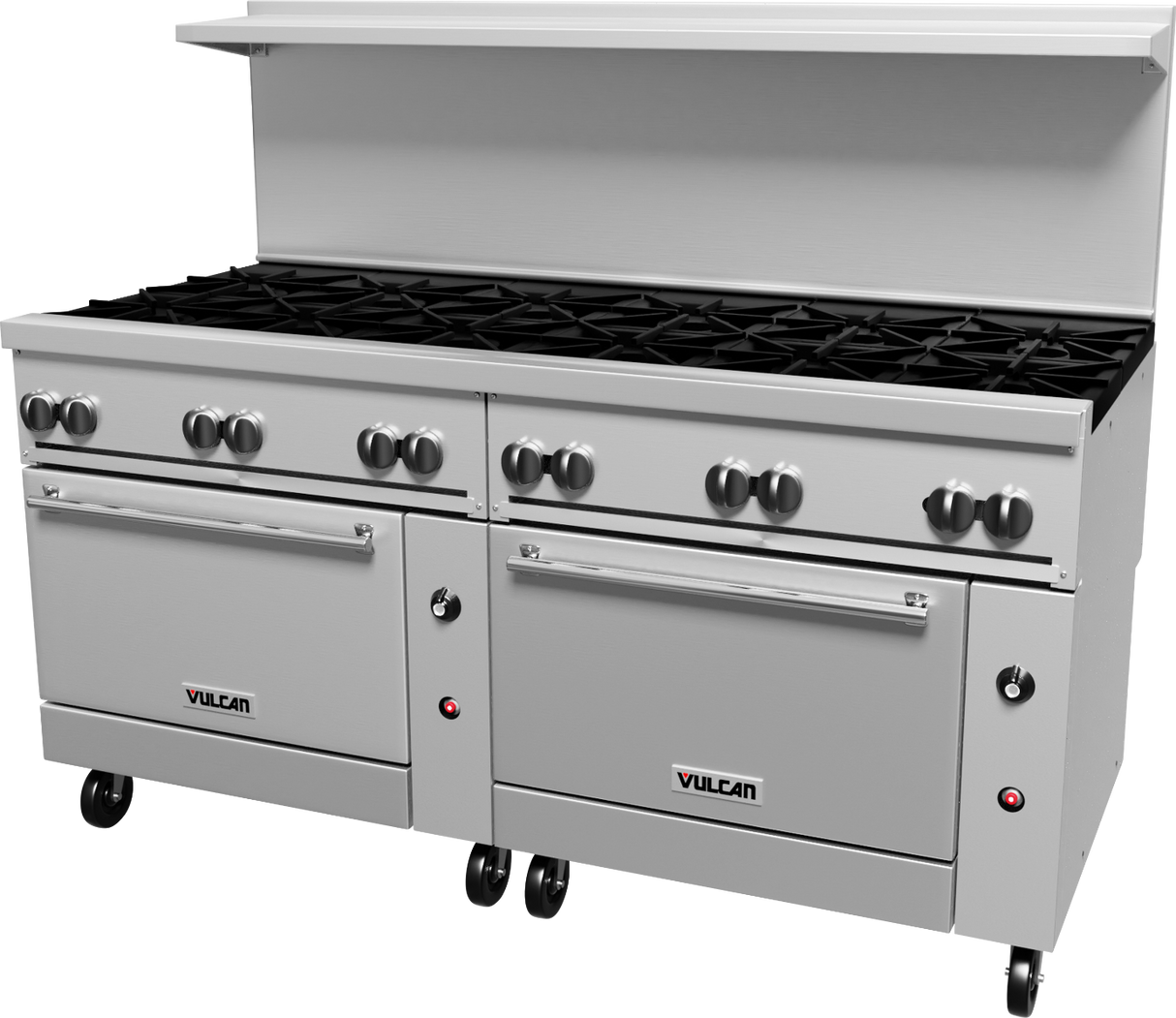 Vulcan 72SS-12B Endurance Liquid Propane Gas Range w/ 12 Burners & Two Standard Oven Bases 72" - 430,000 BTU