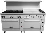 Vulcan 72SS-6B36GT Endurance Gas Range 6 Burners w/ Thermostatic Griddle & 2 Standard Oven Bases 72" - 310,000 BTU