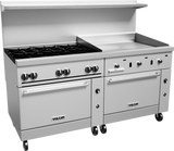 Vulcan 72SS-6B36GT Endurance Gas Range 6 Burners w/ Thermostatic Griddle & 2 Standard Oven Bases 72" - 310,000 BTU