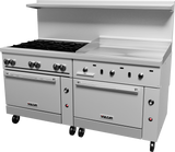 Vulcan 72SS-6B36GT Endurance Gas Range 6 Burners w/ Thermostatic Griddle & 2 Standard Oven Bases 72" - 310,000 BTU