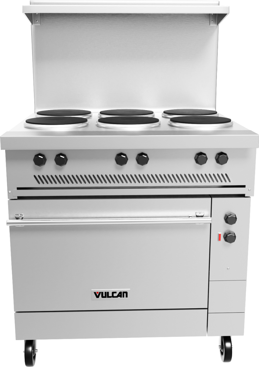 Vulcan EV36-S-6FP-240 Endurance Six French Plates 36" Range Elec w/ Oven Base -240V, 17kW