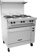 Vulcan EV36-S-6FP-240 Endurance Six French Plates 36" Range Elec w/ Oven Base -240V, 17kW
