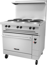 Vulcan EV36-S-6FP-240 Endurance Six French Plates 36" Range Elec w/ Oven Base -240V, 17kW