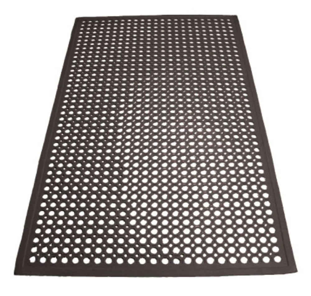 Winco RBM-35K Rubber Anti-Slip & Anti-Fatigue Beveled Edge Floor Mat 3' x 5' - 1/2" Thick - Black