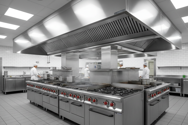 restaurant vent hood over equipmnt