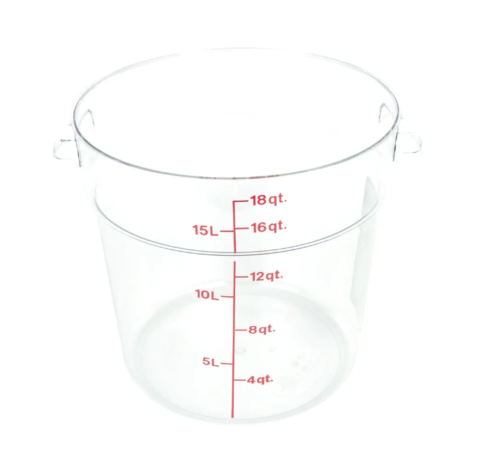Cambro RFSCW18135 18 qt Camwear Round Storage Container - Clear - 6ea/Case
