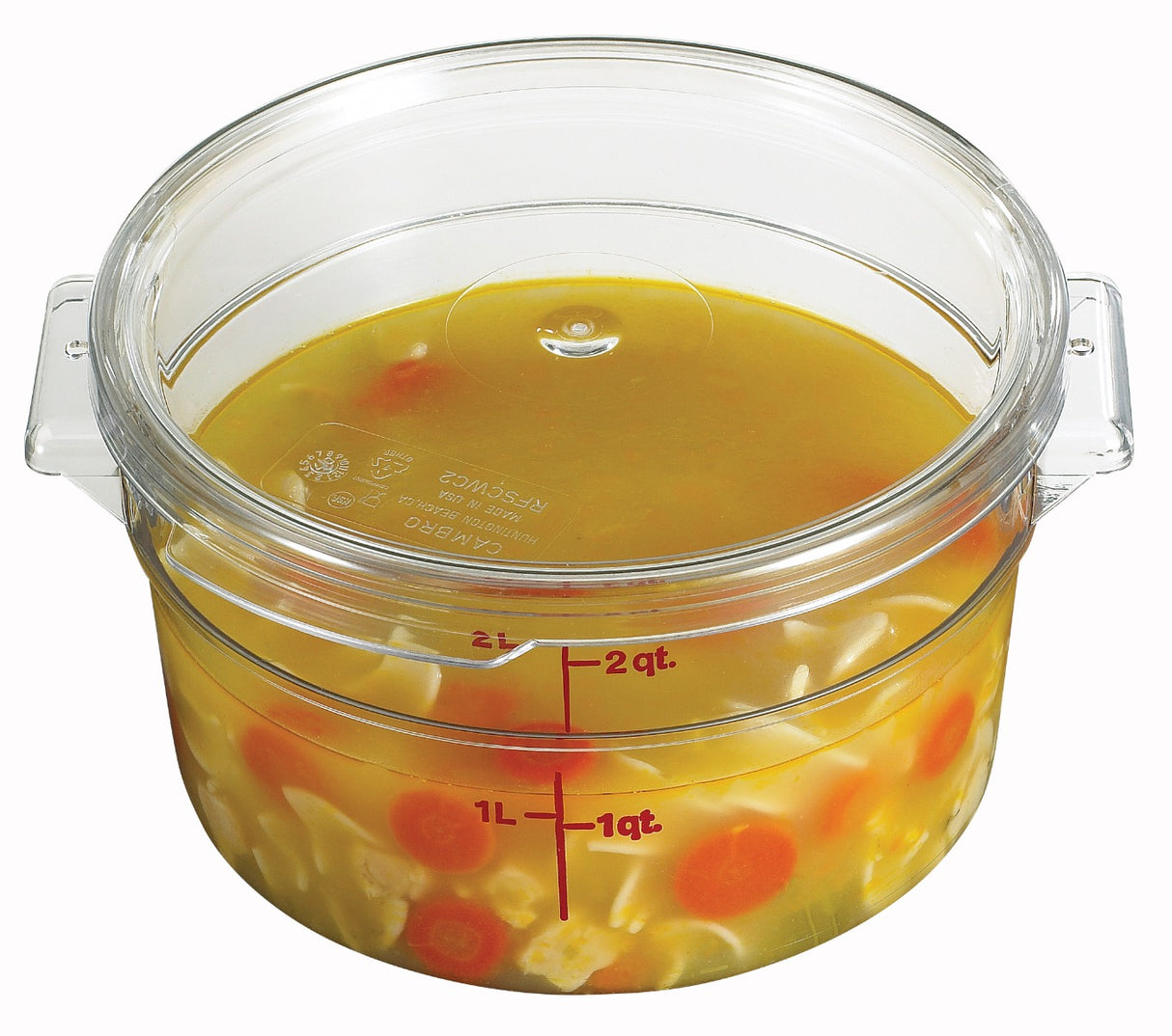 Cambro RFSCW2135 Camwear Round Food Storage Container 2 qt. - Clear