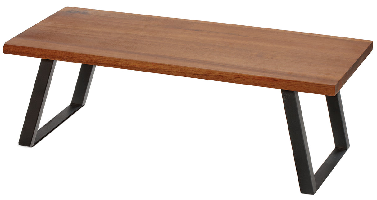 GET RISER-6-W Heights Walnut Wood Riser with Foldable Black Metal Legs 15-13/16"L x 8-5/16"W x 6"H