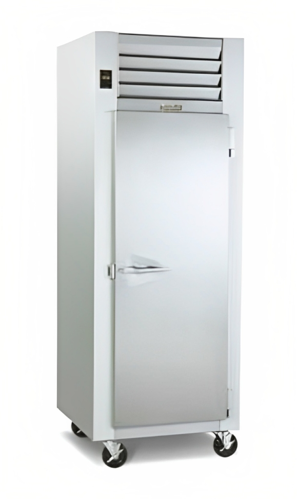 Traulsen RR132LP-COR02 Correctional Roll-Thru Refrigerator One Full-Height Solid Door Left Hinged for 66" High Racks 38.8 Cu. Ft. - 115V