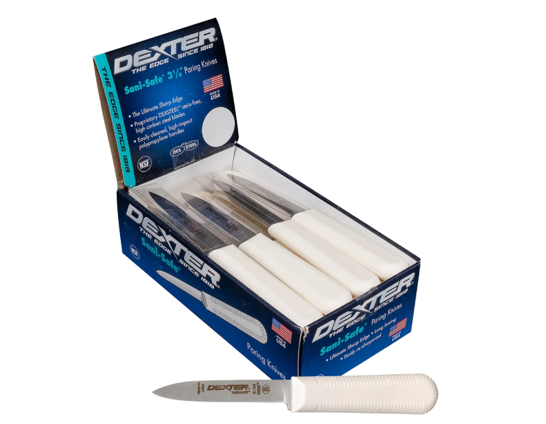 Dexter Russell S104-24 SANI-SAFE® 3 1/4" Paring Knife Set w/ Polypropylene White Handle, Carbon Steel