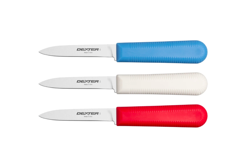 Dexter-Russell 15493 Sani-Safe Paring Knife Set with High-Carbon Steel Blade and (3) Assorted Color Handle 3 1/4" - 3/Pack