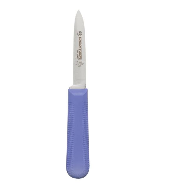 Dexter Russell S104P-PCP SANI-SAFE® 3 1/4" Paring Knife w/ Polypropylene Purple Handle, Carbon Steel - 12ea/Case