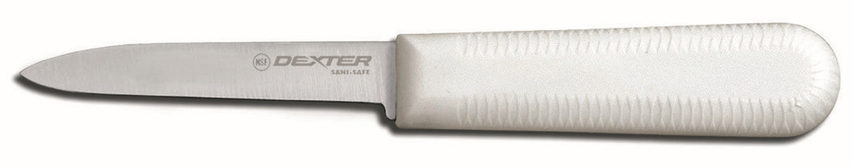 Dexter-Russell S104-3PCP Sani-Safe Cook's Style Paring Knife with White Poly Handle 3-1/4" - 3/pk