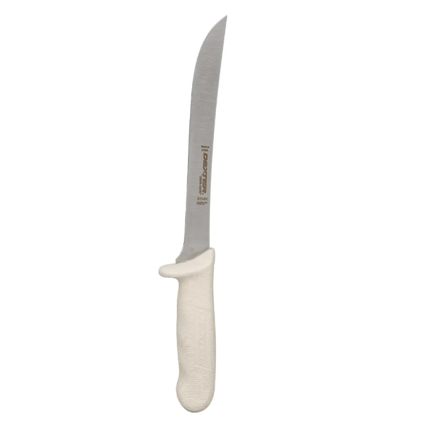 Dexter Russell S114H SANI-SAFE® 7 1/2" Heading Knife w/ Polypropylene White Handle, Carbon Steel - 6ea/Case