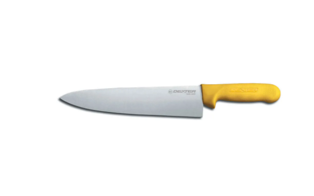 Dexter Russell S145-10Y-PCP SANI-SAFE® 10" Chef's Knife w/ Polypropylene Yellow Handle, Carbon Steel - 6ea/Case