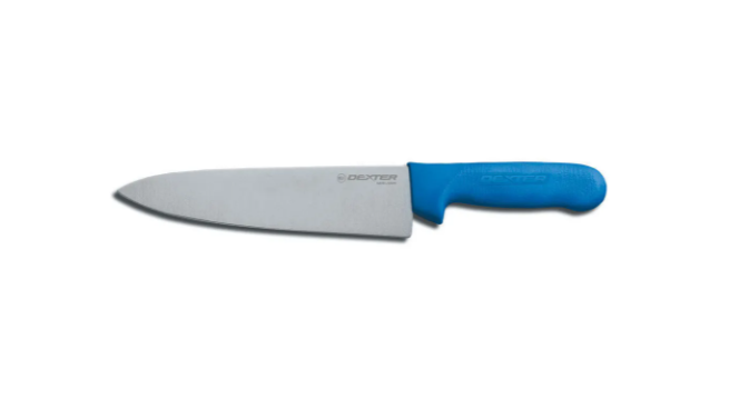 Dexter Russell S145-8C-PCP SANI-SAFE® 8" Chef's Knife w/ Polypropylene Blue Handle, Carbon Steel - 6ea/Case