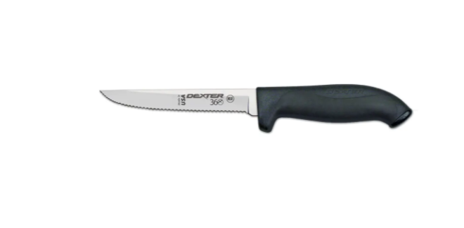 Dexter Russell S360-5SC-PCP 5" Stamped Utility Knife w/ Scalloped Edge, Carbon Steel - 6ea/Case