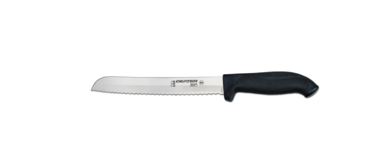 Dexter Russell S360-8SC-PCP 8" Stamped Bread Knife w/ Scalloped Edge, Carbon Steel - 6ea/Case