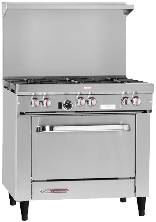 Southbend S36D-LP S-Series Restaurant LP Gas Range with 6 Open Burners & Standard Oven 36" - 203,000 BTU