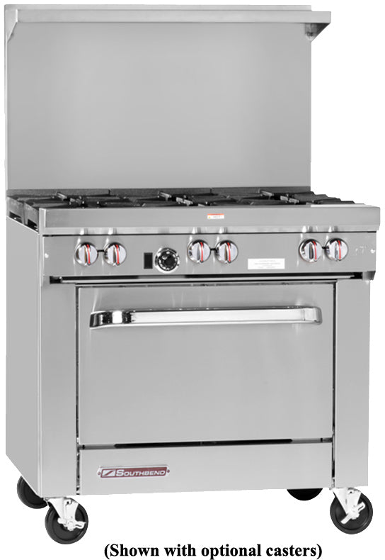 Southbend S36D-LP S-Series Restaurant LP Gas Range with 6 Open Burners & Standard Oven 36" - 203,000 BTU