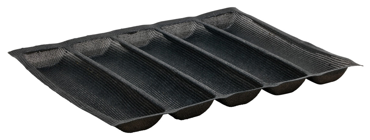 Winco SBF-5K Silicone Non-Stick 5-Roll Bread Form Pan 18" x 13" - Black
