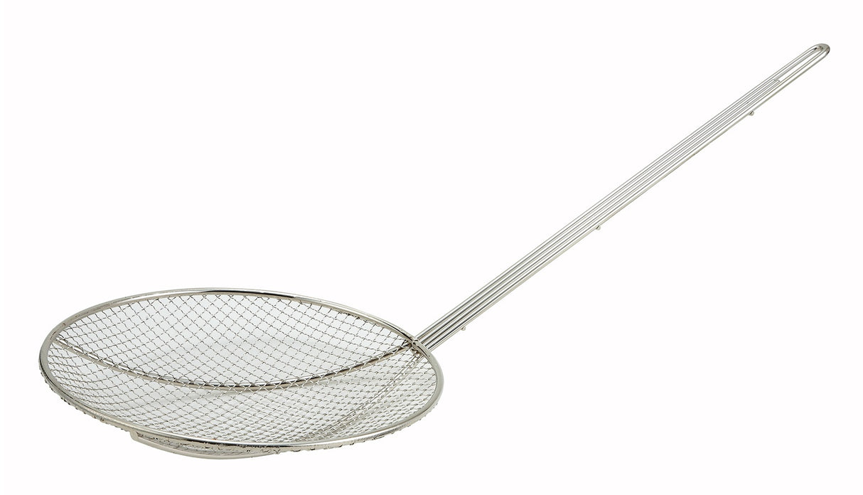 Winco SC-9R Nickel-Plated Wire Square Mesh Round Skimmer with 9" Dia. Blade and 13"L Loop Handle - 24/Case