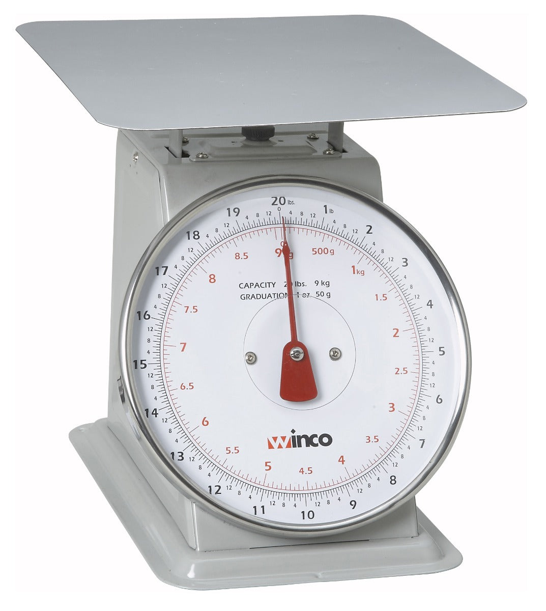 Winco SCAL-820 Mechanical/Analog Receiving Scale with 8" Dial - 20 lb./Capacity - 6/Case
