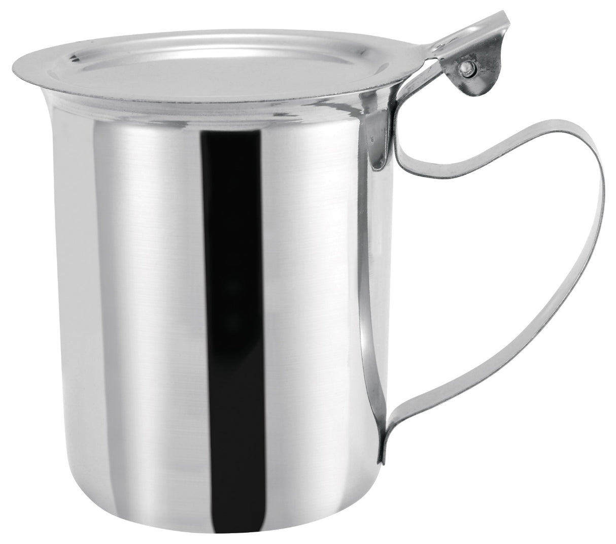 Winco SCT-10F Stainless Steel Server/Creamer with Stackable Hinged Cover and Handle 10 oz.