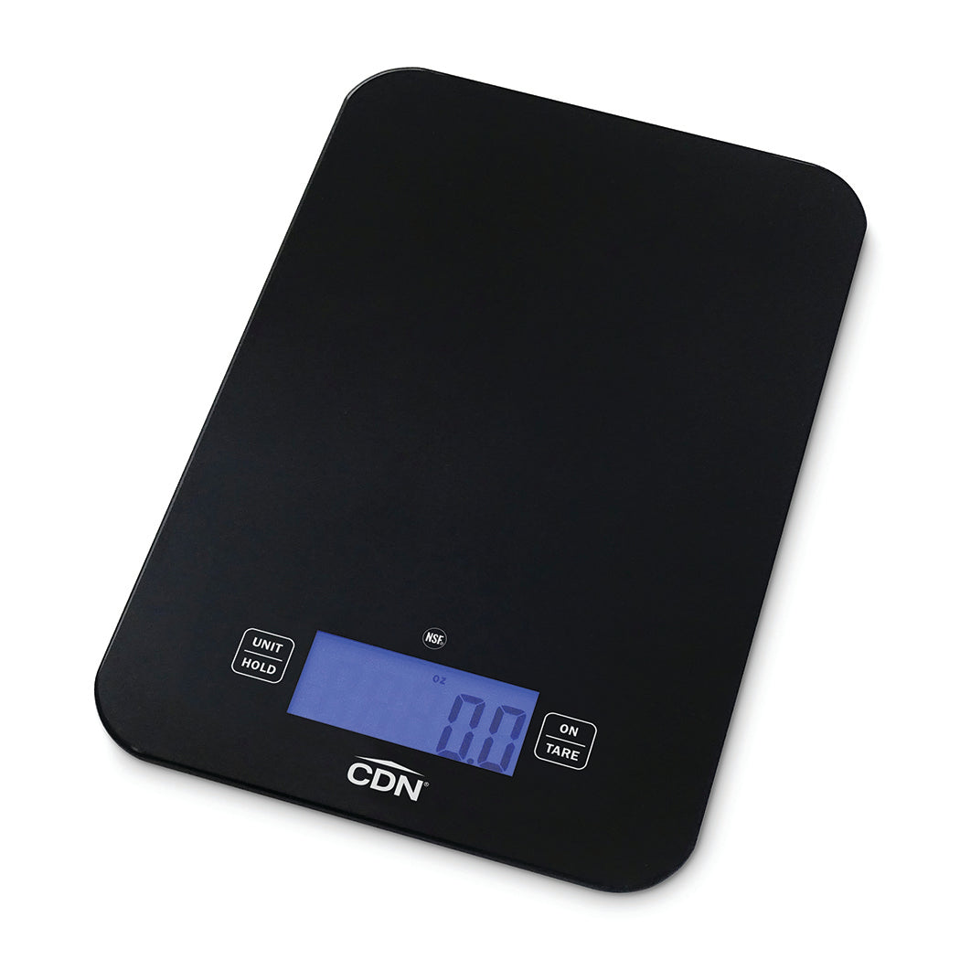 CDN SD1502-BK Glass Digital Portion Control Scale 6"W x 9-3/16"D x 5/8"H - Black - 15 lb./Capacity