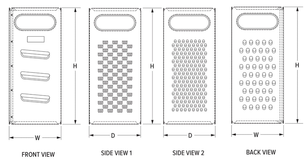 Vollrath SG-200 Traex Dripcut Stainless Steel 4-Sided Box Grater with Handles 4" x 4" x 9"H - 6/Case