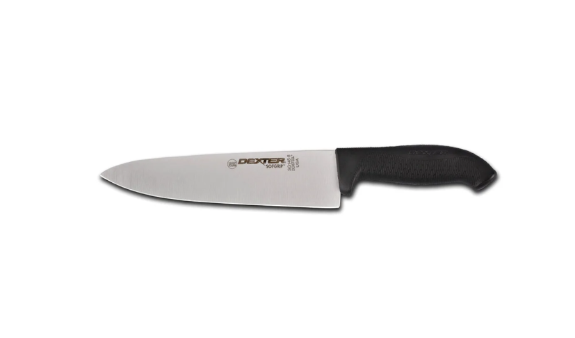 Dexter Russell SG145-8B-PCP 8" Chef's Knife w/ Soft Black Rubber Handle, Carbon Steel - 6ea/Case