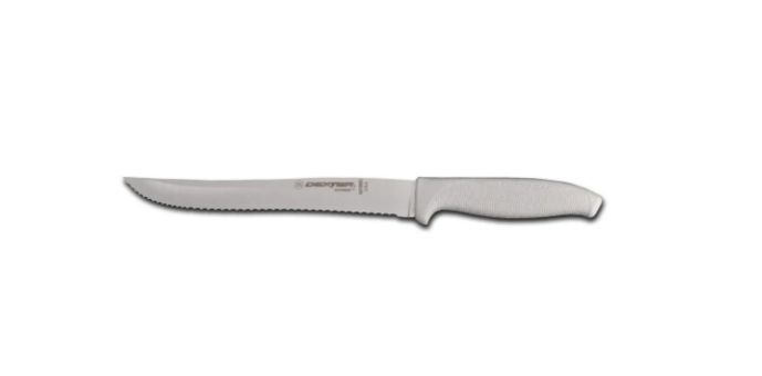 Dexter Russell SG158SC-PCP 8" Utility Slicer w/ Soft White Rubber Handle, Carbon Steel - 6ea/Case