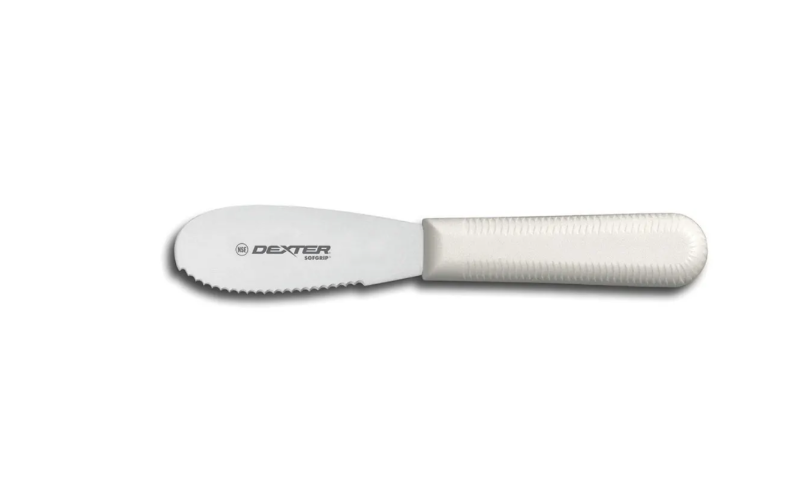 Dexter Russell SG173SC-PCP 3 1/4" Sandwich Spreader w/ Soft White Rubber Handle, Carbon Steel - 12ea/Case