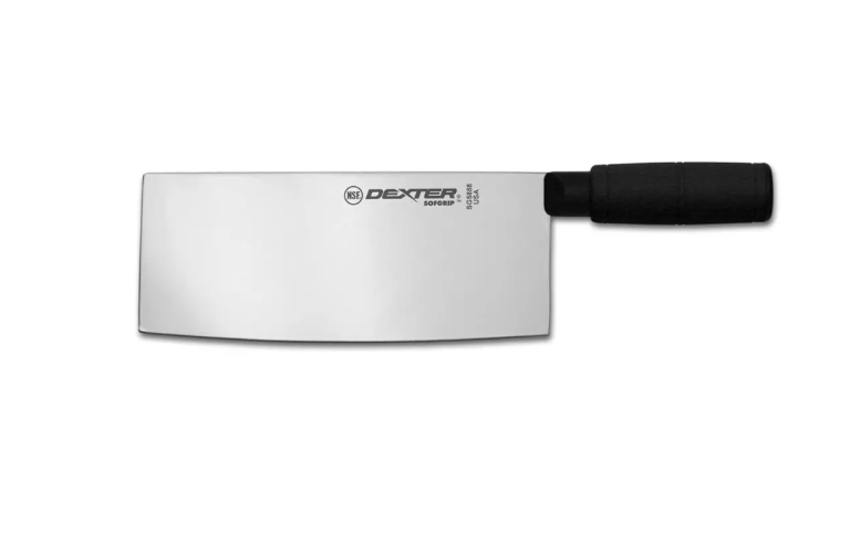 Dexter Russell SG5888B-PCP 8" Chinese Chef's/Cook's Knife w/ Black Rubber Handle, High Carbon Steel - 6ea/Case