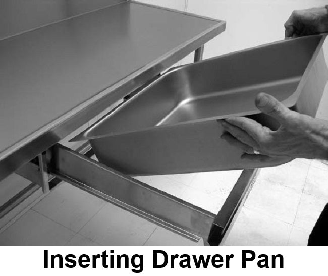 Advance Tabco SHD-2020 Stainless Steel Heavy Duty Self-Closing Integral Slide Drawer with 20" x 20" x 5" Deep Drawer Pan Insert