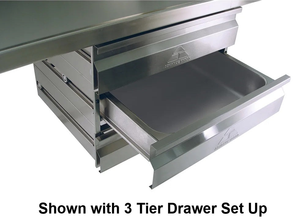 Advance Tabco SHD-2020 Stainless Steel Heavy Duty Self-Closing Integral Slide Drawer with 20" x 20" x 5" Deep Drawer Pan Insert