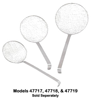 Vollrath 47717 Heavy-Duty One-Piece Stainless Steel Wire Mesh Round Skimmer 6-1/2" dia. Blade with 14" Long Hooked Handle