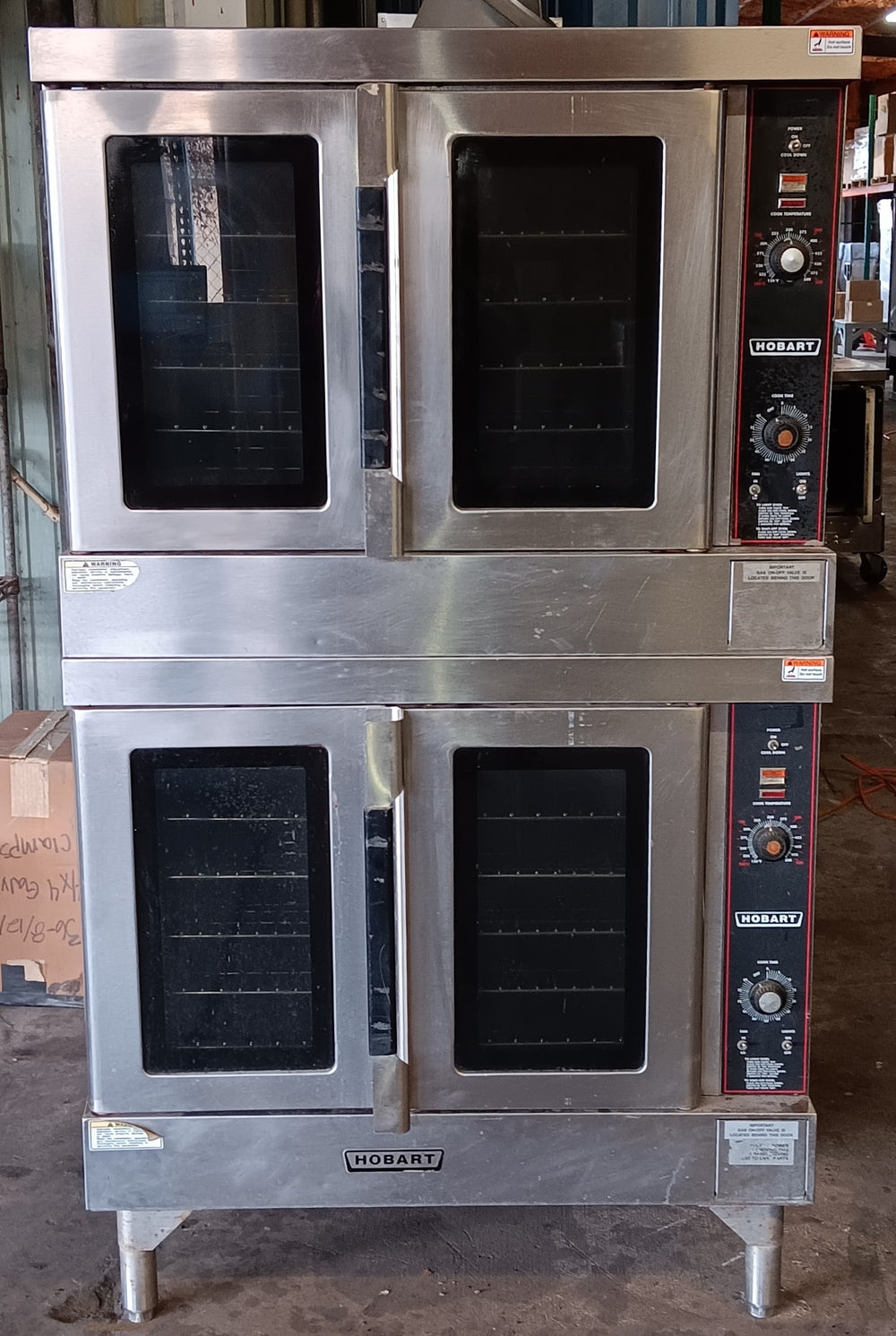 Used Restaurant Equipment - Hobart HGC502 Double-Deck Natural Gas Convection Oven - 100,000 BTU