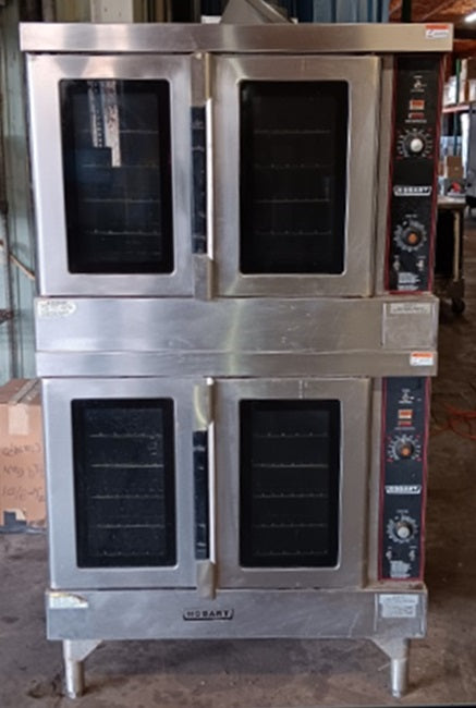 Used Restaurant Equipment - Hobart HGC502 Double-Deck Natural Gas Convection Oven - 100,000 BTU