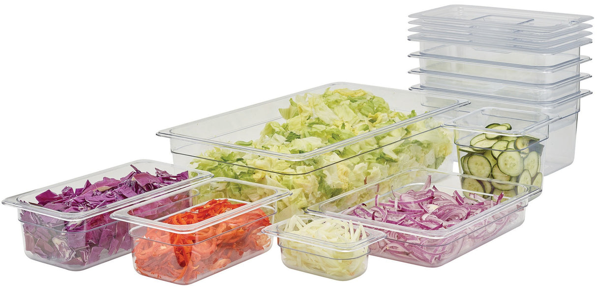 Winco SP7304 Poly-Ware Polycarbonate Food Pan 3-1/2" Deep - 1/3 Size - Clear - 24/Case