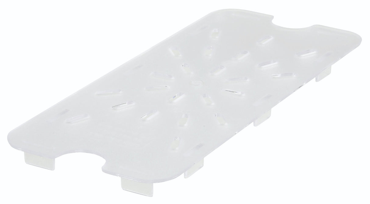 Winco SP73DS Poly-Ware Polycarbonate Food Pan Drain Shelf - 1/3 Size - Clear - 80/Case