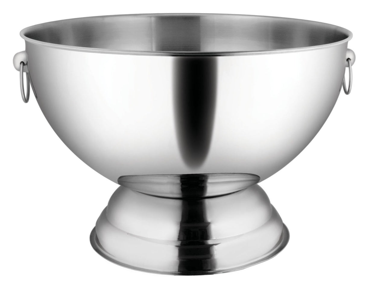 Winco SPB-35 Stainless Steel Punch Bowl with Ring Handles and Footed Base 3-1/2 gal. - 6/Case