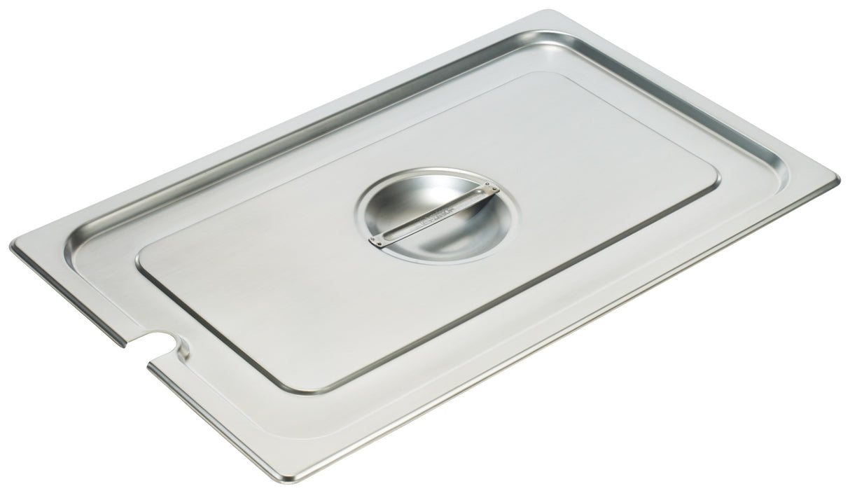 Winco SPCF Standard-Weight 25 ga. Stainless Steel Steam Table Flat Slotted Food Pan Cover - Full-Size - 24/Case